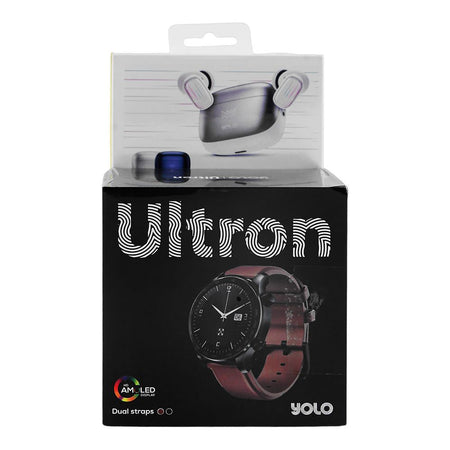 Yolo Ultron Smart Watch Black & Brown with YoPod Prime Earbuds - Image 2