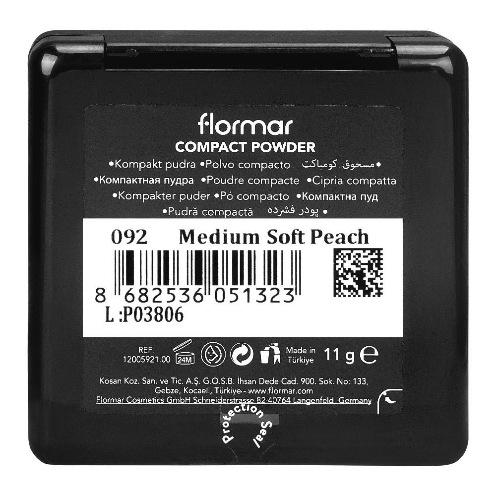 Flormar Compact Powder, Fine And Silky Texture, Long lasting, Medium Soft Peach, 11g, 092 - Image 3