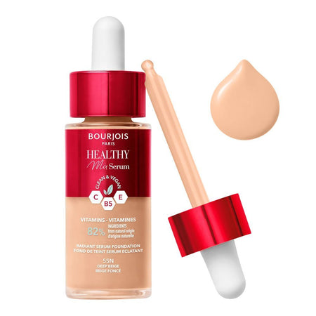 Bourjois Healthy Mix Clean & Vegan Radiant Serum Foundation, Vitamins 82%, 55N Deep Beige, 30ml - Main Image