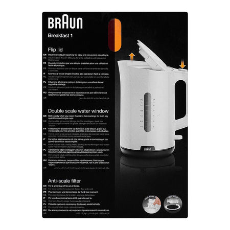 Braun Breakfast1 Kettle, 360 Rotating Base, Limescale Filter, 1.7L, BPA-Free, 2200W, WK-1100WH - Image 4