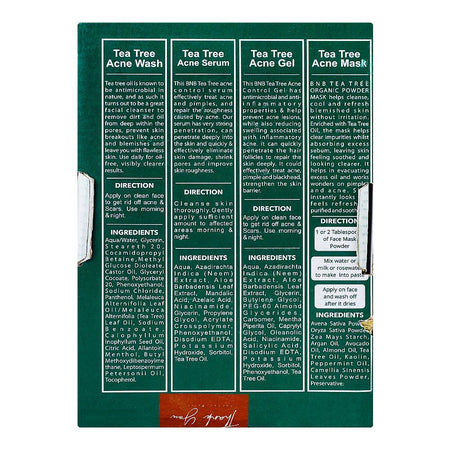 BNB Organic Tea Tree Acne Control Kit, Serum, Face Wash, Gel, Mask - Image 2