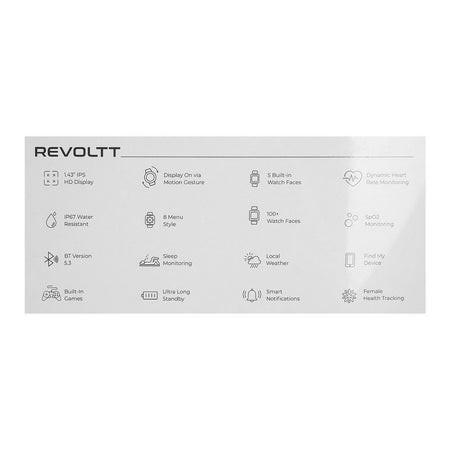 Zero Revoltt Shock Proof Metal Body, 1.43" HD Display, Gun Metal Metallic Chain Strap, Smart Watch - Image 4