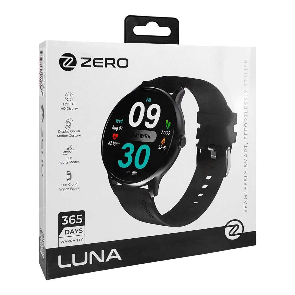 Zero Luna 1.39" HD Display, Metal Body, Black Strap, Smart Watch - Image 2