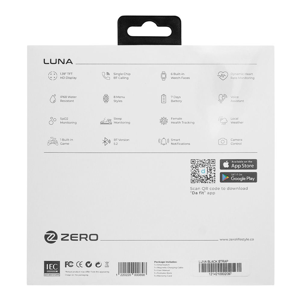 Zero Luna 1.39" HD Display, Metal Body, Black Strap, Smart Watch - Image 3