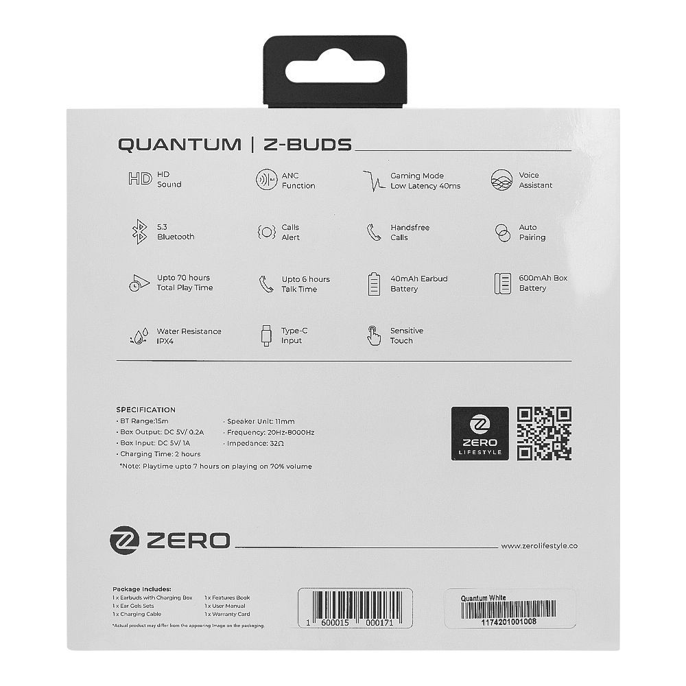 Zero Quantum Z Buds True Wireless Earbuds, Calm Beige - Image 3