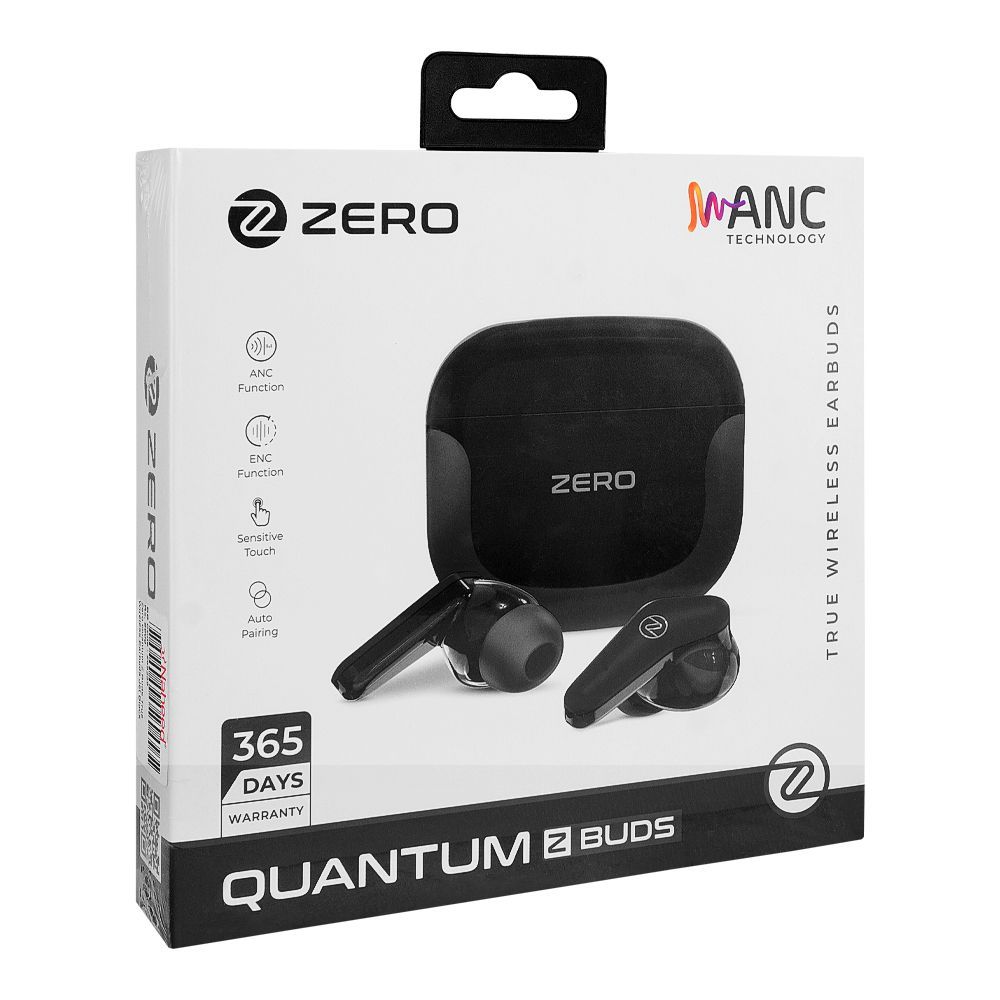 Zero Quantum Z Buds True Wireless Earbuds, Jet Black - Image 2