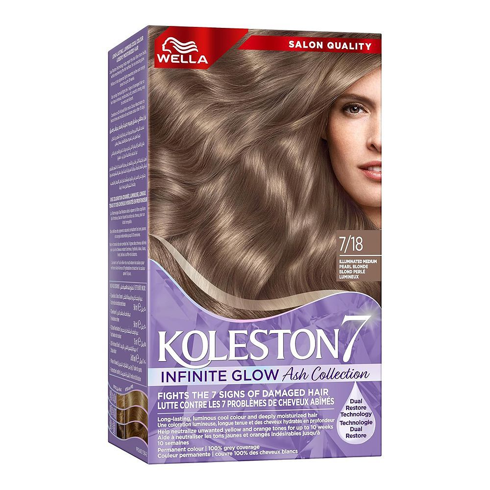 Wella Koleston Supreme Hair Color Infinite Glow, Ash 7/18 Illuminated Medium Pearl Blonde - Main Image