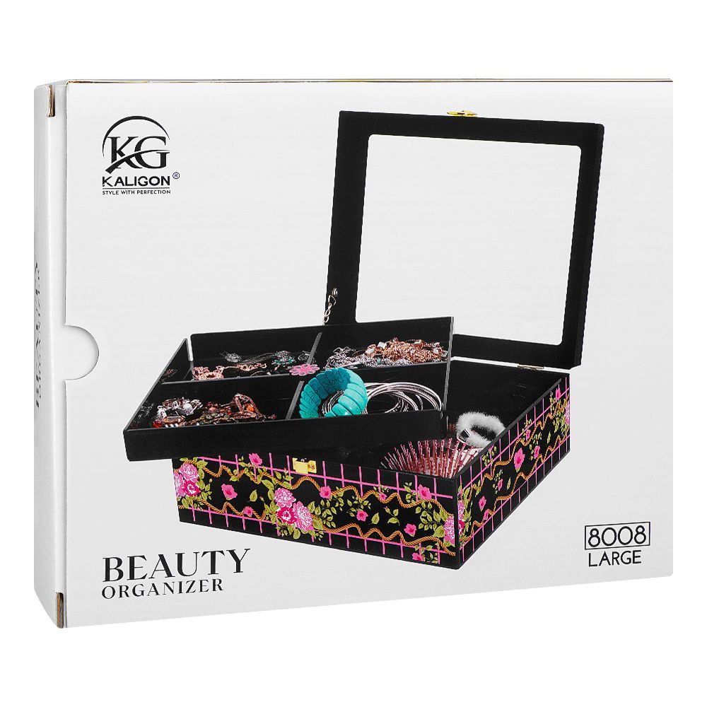 Kaligon Beauty Organizer, Large, Black, 8008-B - Image 3