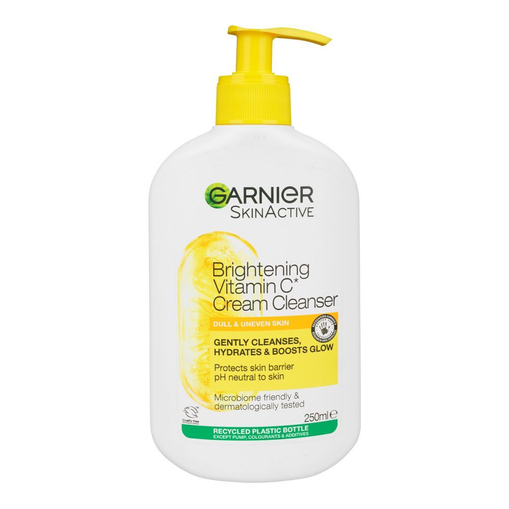 Garnier Skin Active Brightening Vitamin C Cream Cleanser, PH Neutral, For Dull & Uneven Skin, 250ml - Main Image