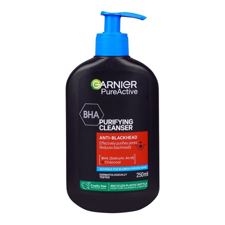 Garnier Skin Active BHA Salicylic Acid+Charcoal Anti-Blackhead Purifying Cleanser, 250ml - Main Image