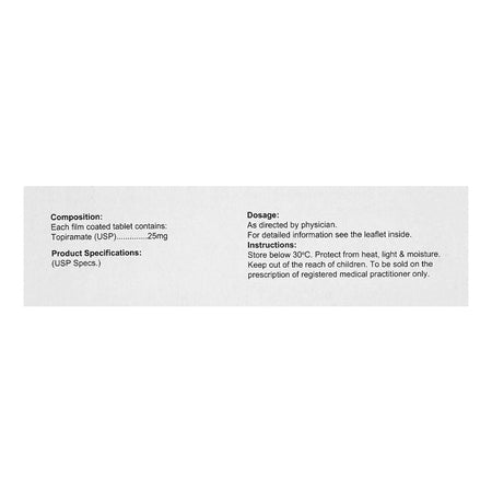 Topagen Tablets 25mg, Strip (10 Tablets) - Image 3