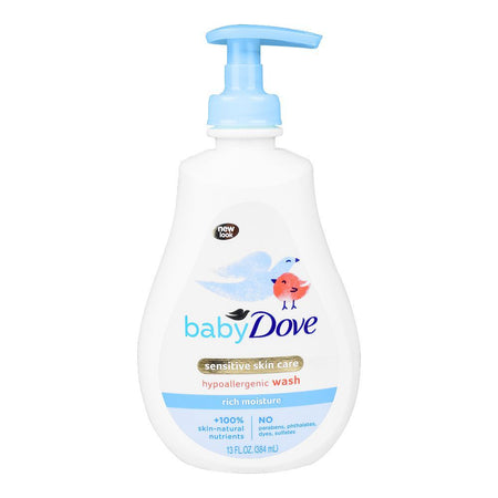 Dove Baby Sensitive Skin Care Hypoallergic Wash, Rich Moisture, Parabens Free, 384ml - Main Image