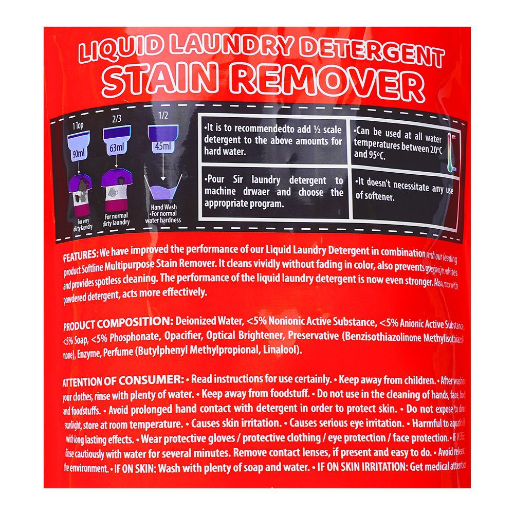 Softline Liquid Detergent Stain Remover, Red Pouch, 550ml - Image 3