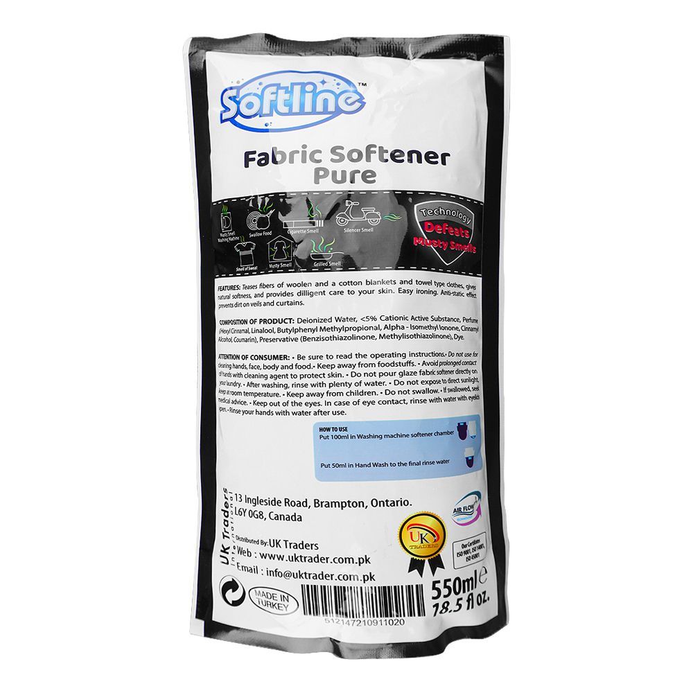 Softline Fabric Softener Pure White, White Pouch, 550ml - Image 2