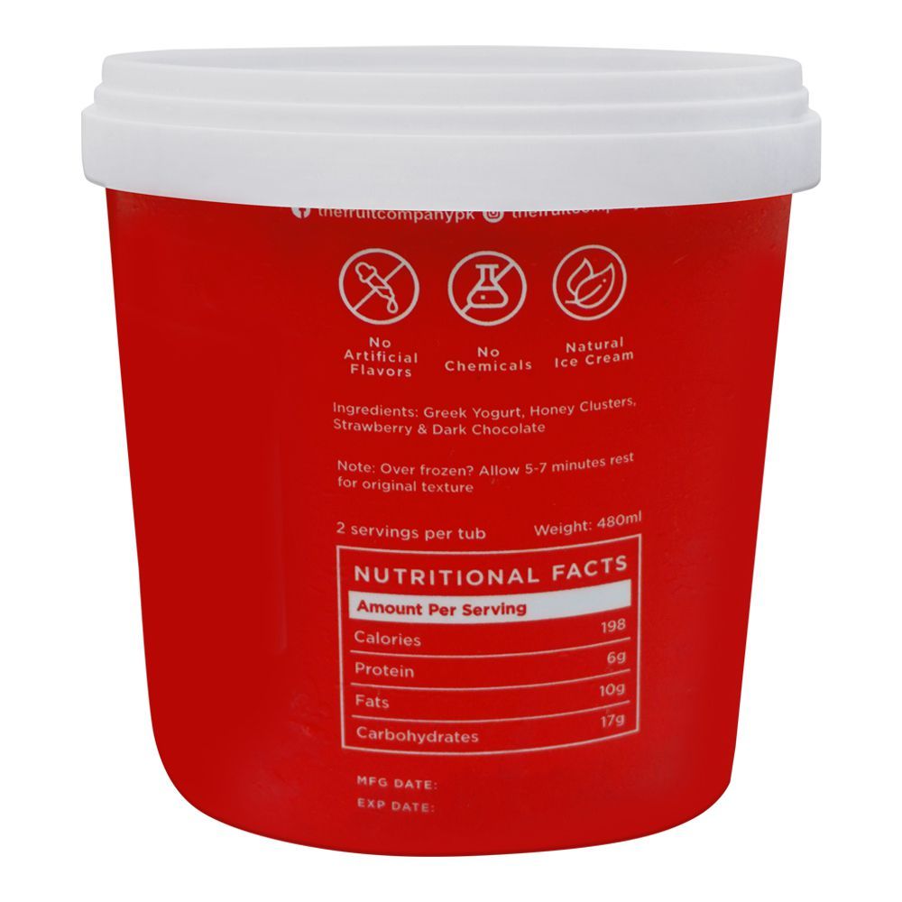 The Fruit Company Strawberry Choco, No Added Sugar, Natural Ice Cream, 480ml - Image 2