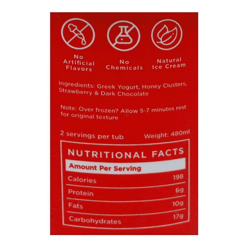The Fruit Company Strawberry Choco, No Added Sugar, Natural Ice Cream, 480ml - Image 3