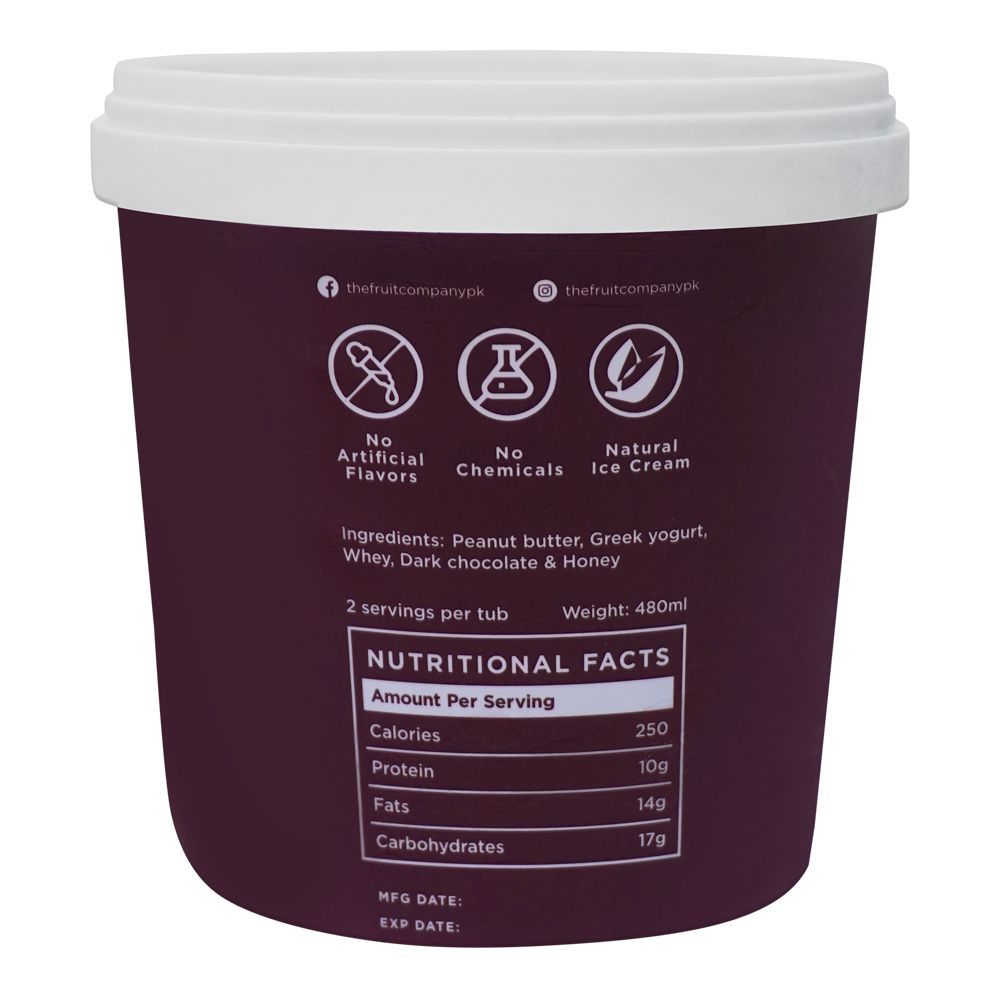 The Fruit Company Peanut Butter Choco, No Added Sugar, Natural Ice Cream, 480ml - Image 2