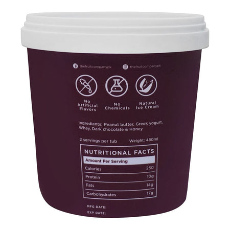 The Fruit Company Peanut Butter Choco, No Added Sugar, Natural Ice Cream, 480ml - Image 2