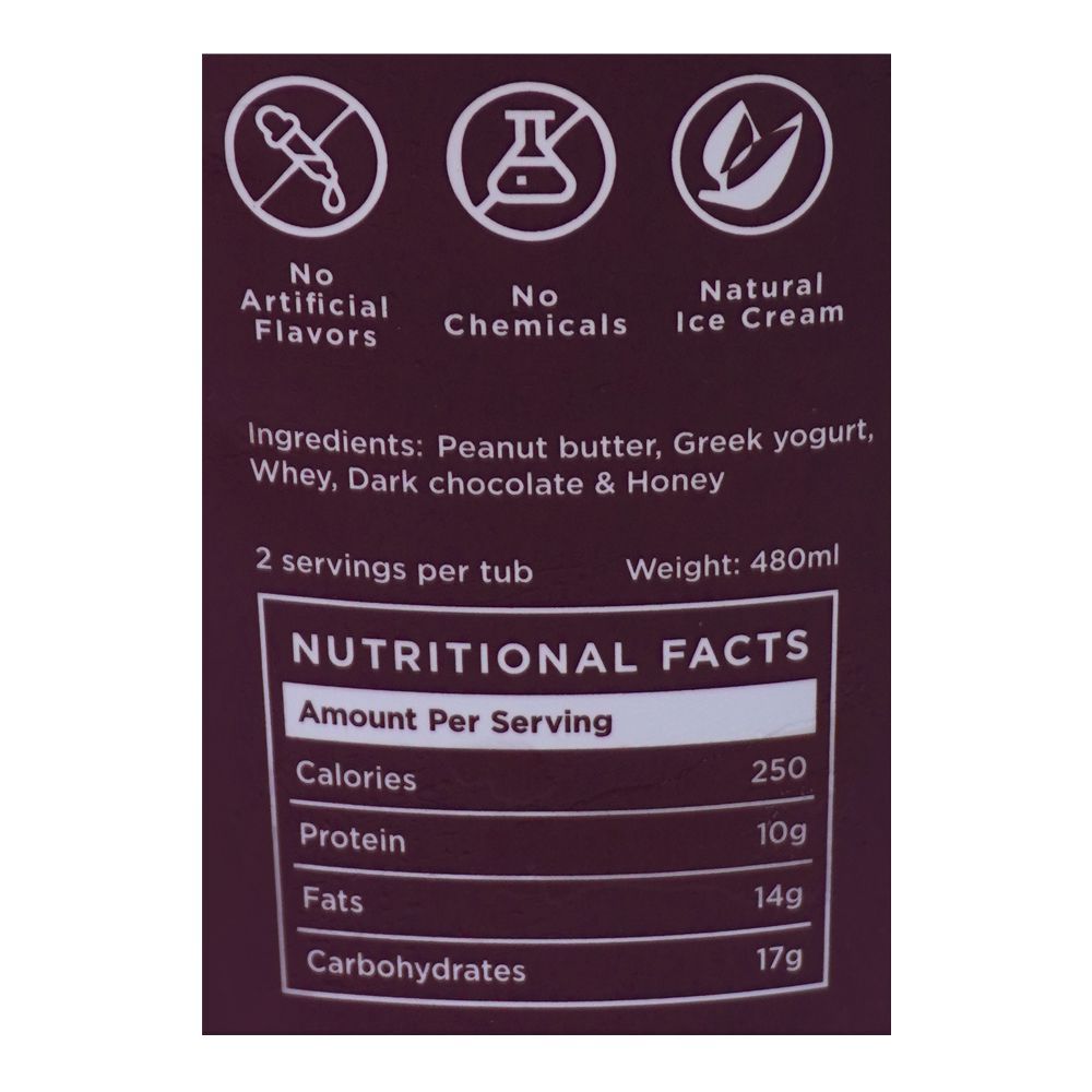 The Fruit Company Peanut Butter Choco, No Added Sugar, Natural Ice Cream, 480ml - Image 3