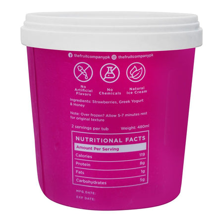 The Fruit Company Strawberry, No Added Sugar, Natural Ice Cream, 480ml - Image 2