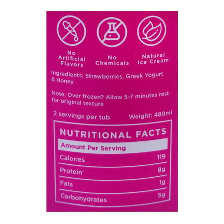 The Fruit Company Strawberry, No Added Sugar, Natural Ice Cream, 480ml - Image 3