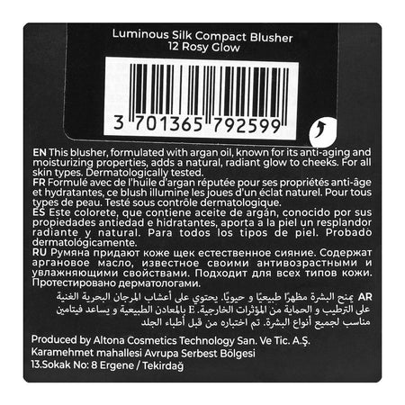 J. Note Luminous Silk Compact Blusher, Argan Oil, For All Skin Types, 5.5g, 12 Rosy Glow - Image 3