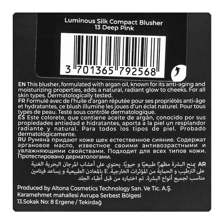 J. Note Luminous Silk Compact Blusher, Argan Oil, For All Skin Types, 5.5g, 13 Deep Pink - Image 3