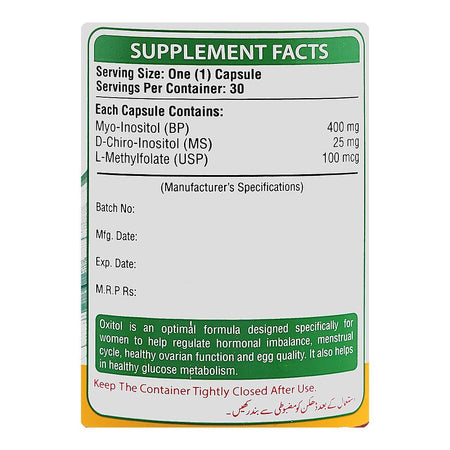 Nutrifactor Oxitol Women's Health Hormonal & Ovarian Support Supplement, Bottle (30 Capsules) - Image 3