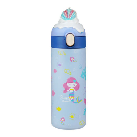 Mermaid Print Stainless Steel Water Bottle, Leakproof Ideal for Office, School & Outdoor, Sky Blue, 500ml Capacity, SH235 - Main Image