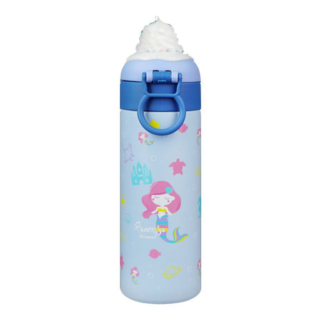 Mermaid Print Stainless Steel Water Bottle, Leakproof Ideal for Office, School & Outdoor, Sky Blue, 500ml Capacity, SH235 - Image 2