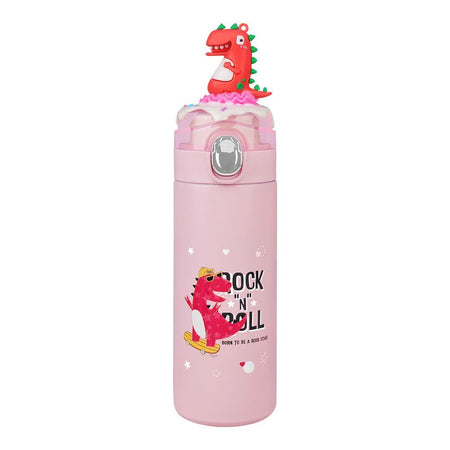 Dinosaur Trendy Plastic Water Bottle, Leakproof Ideal for Office, School & Outdoor, Pink, GWD078 - Image 4