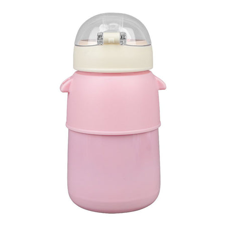 Melody Plastic Thermos Cup Cute Water Bottle With Straw & Strap, Leakproof, Pink, 8075B - Image 3