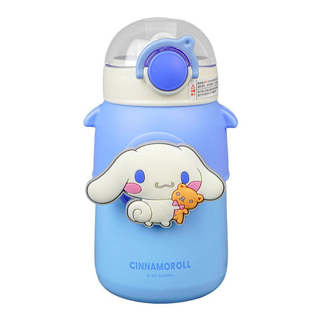 Cinnamoroll Plastic Thermos Cup Cute Water Bottle With Straw & Strap, Leakproof, Sky Blue, 8075B - Image 2