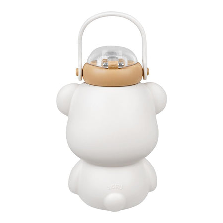 Bear Plastic Thermos Cup Water Bottle With Straw & Strap, White, 450ml Capacity, 6417B - Image 4