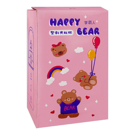 Happy Bear Plastic Water Bottle With Strap, Pink, TQ1022 - Image 3
