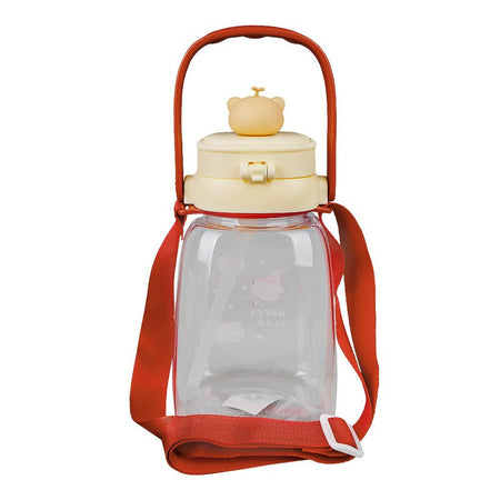Happy Bear Plastic Water Bottle With Strap, Peach, TQ1022 - Image 2