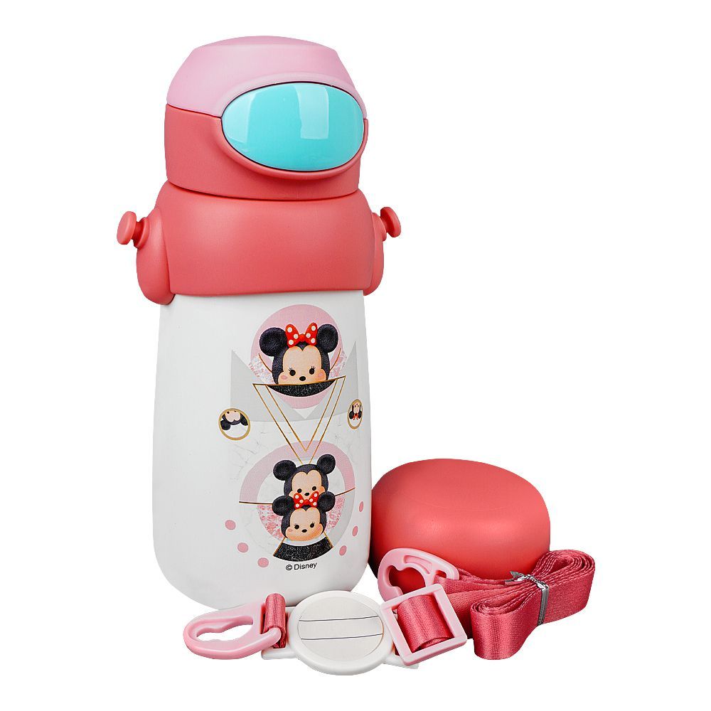 Tsum Tsum Plastic Thermos With Strap, Pink, Creative Water Bottle, WD-2354 - Main Image