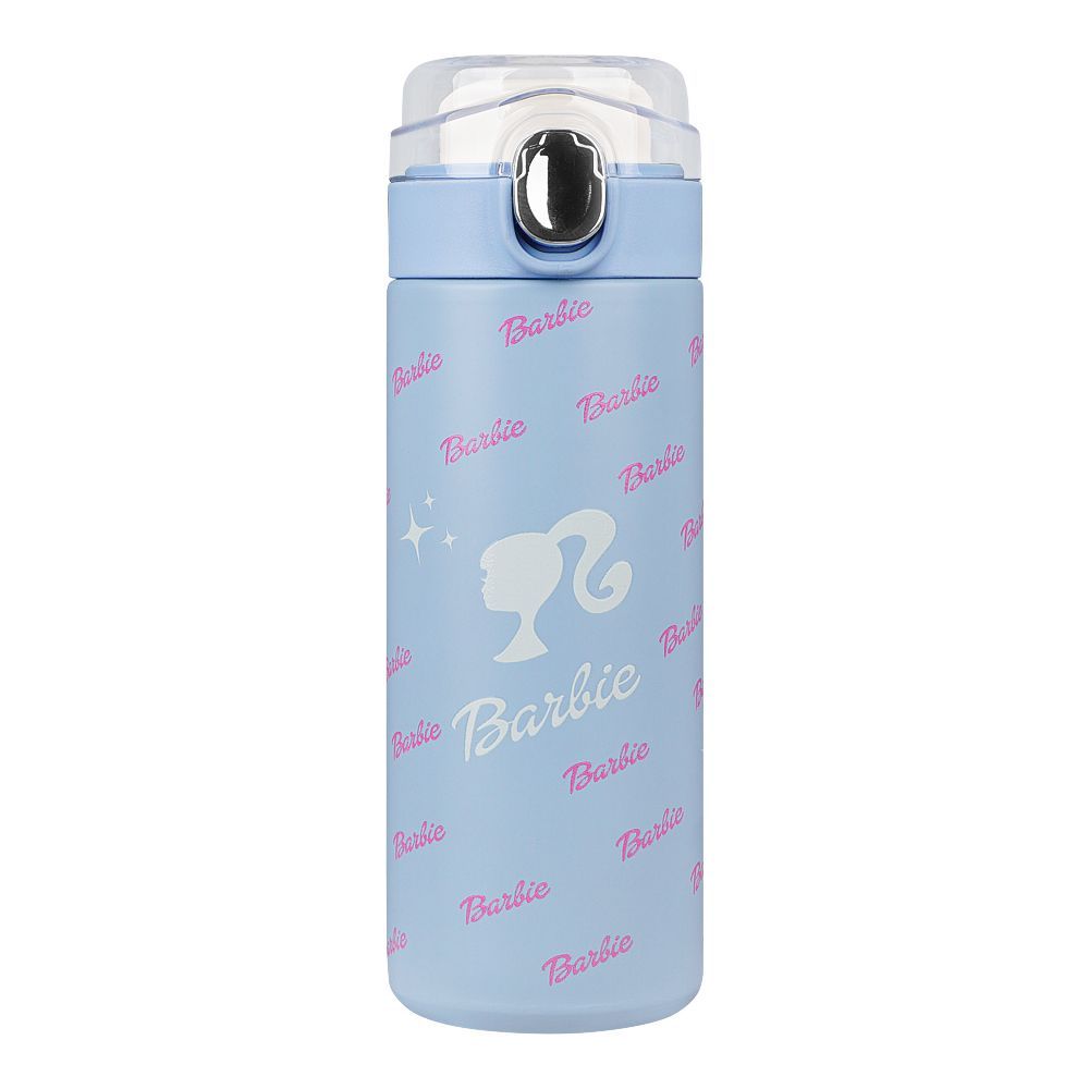 Barbie Theme Stainless Steel Water Bottle, 400ml Capacity, Sky Blue, Vacuum Cup, Pea Cup, GWD071 - Main Image