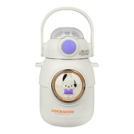 Pochacco Plastic Thermos With Strap, 700ml Capacity, White, Creative Water Bottle, 2319C - Main Image