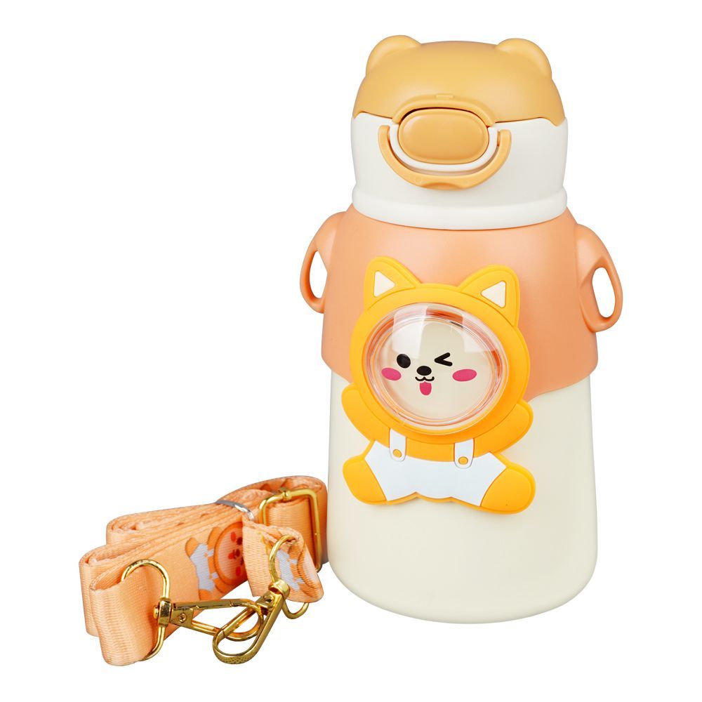 Sheep Plastic Thermos With Strap, Orange, Creative Water Bottle, H228 - Main Image