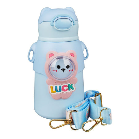 Fox Plastic Thermos With Strap, Sky Blue, Creative Water Bottle, H228 - Main Image