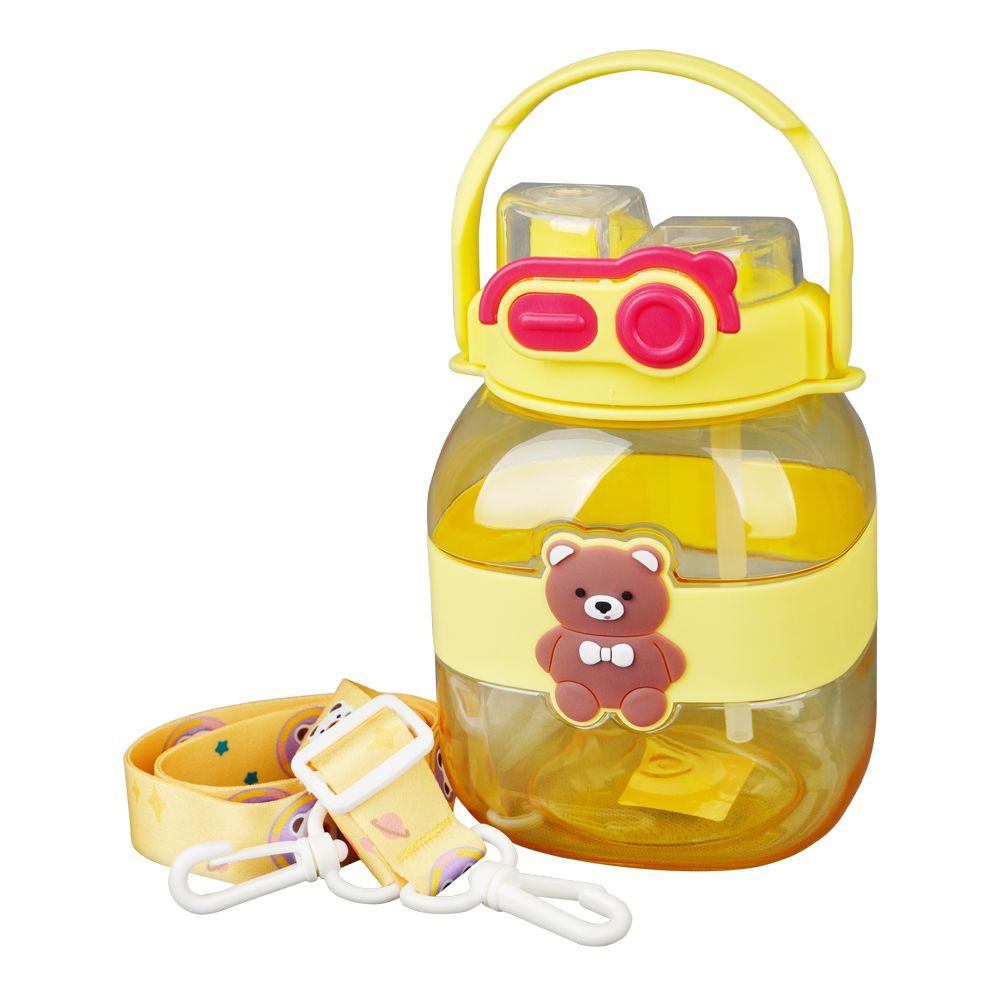 Bear Plastic Water Bottle With Strap, Yellow, YT-7729 - Main Image
