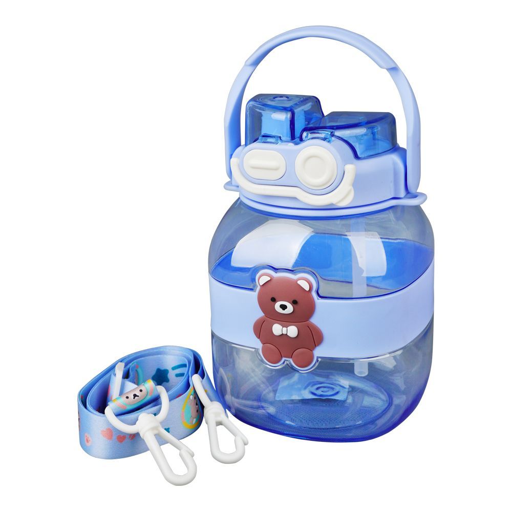 Bear Plastic Water Bottle With Strap, Sky Blue, YT-7729 - Main Image