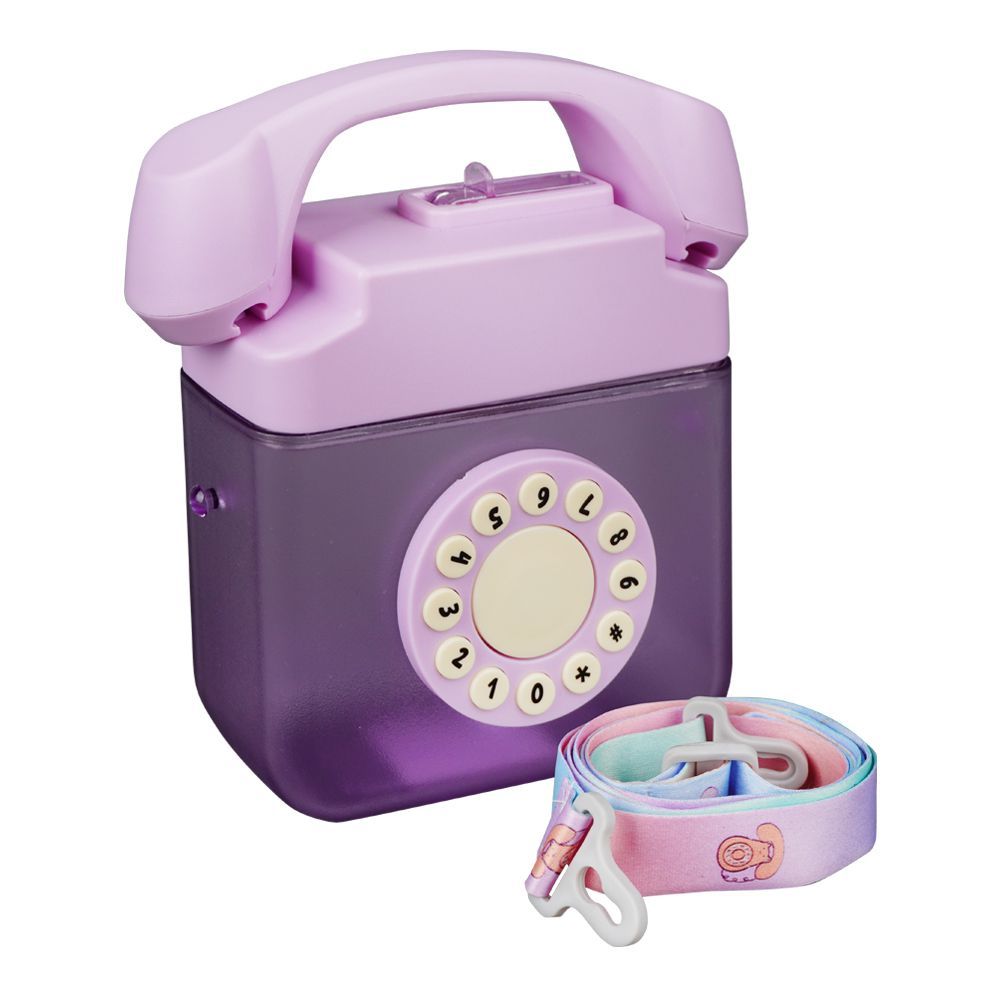 Telephone Shape Plastic Water Bottle With Strap, Purple, YF2305 - Main Image