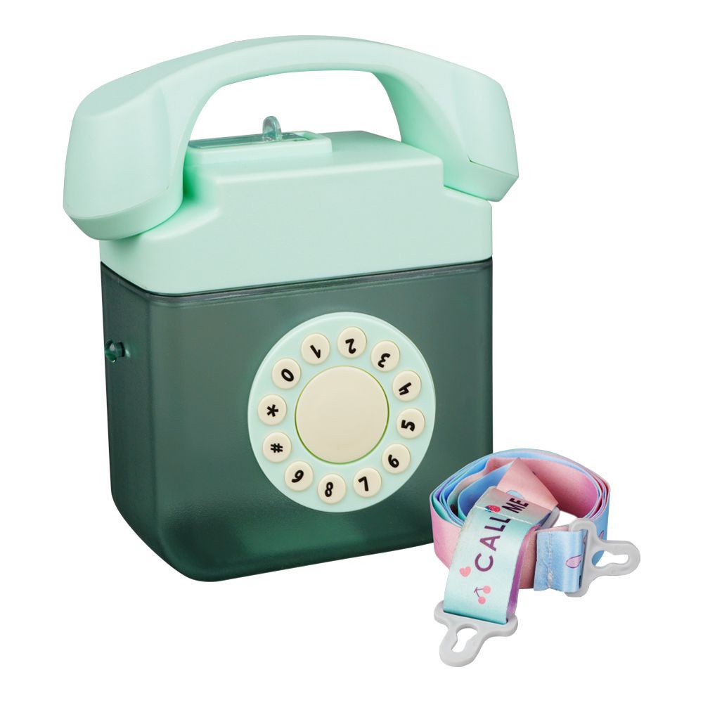 Telephone Shape Plastic Water Bottle With Strap, Sea Green, YF2305 - Main Image