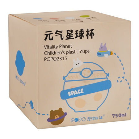 Cute Rabbit Vitality Planet Plastic Space Cup, 750ml Capacity, White, Creative Water Bottle, POP2315 - Image 4