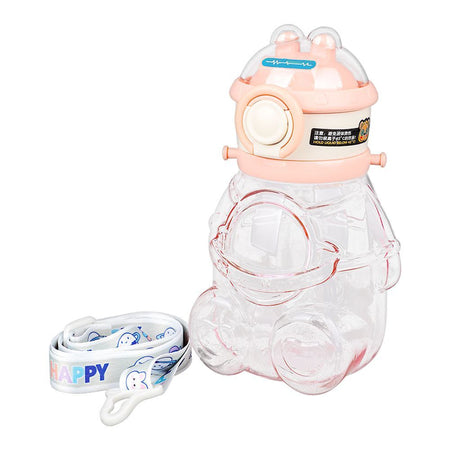 Embrace Planet Cup Plastic Water Bottle With Strap, Pink, XJX-SL-2247 - Main Image