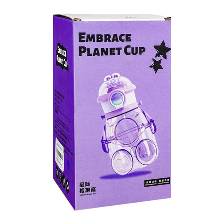Embrace Planet Cup Plastic Water Bottle With Strap, Pink, XJX-SL-2247 - Image 3