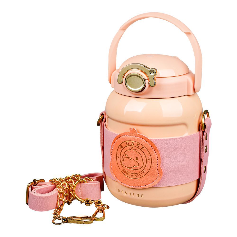 B.Dake Plastic Thermos With Chain Strap, Pink, Creative Water Bottle, BW1810 - Main Image