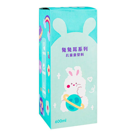Rabbit & Floral Plastic Water Bottle With Strap, 600ml Capacity, Blue, LY-271 - Image 3
